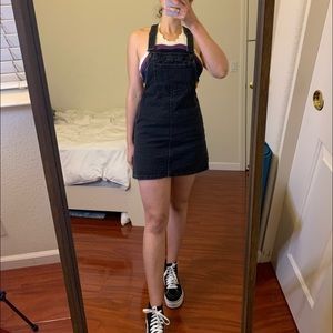 Overalls black jean dress